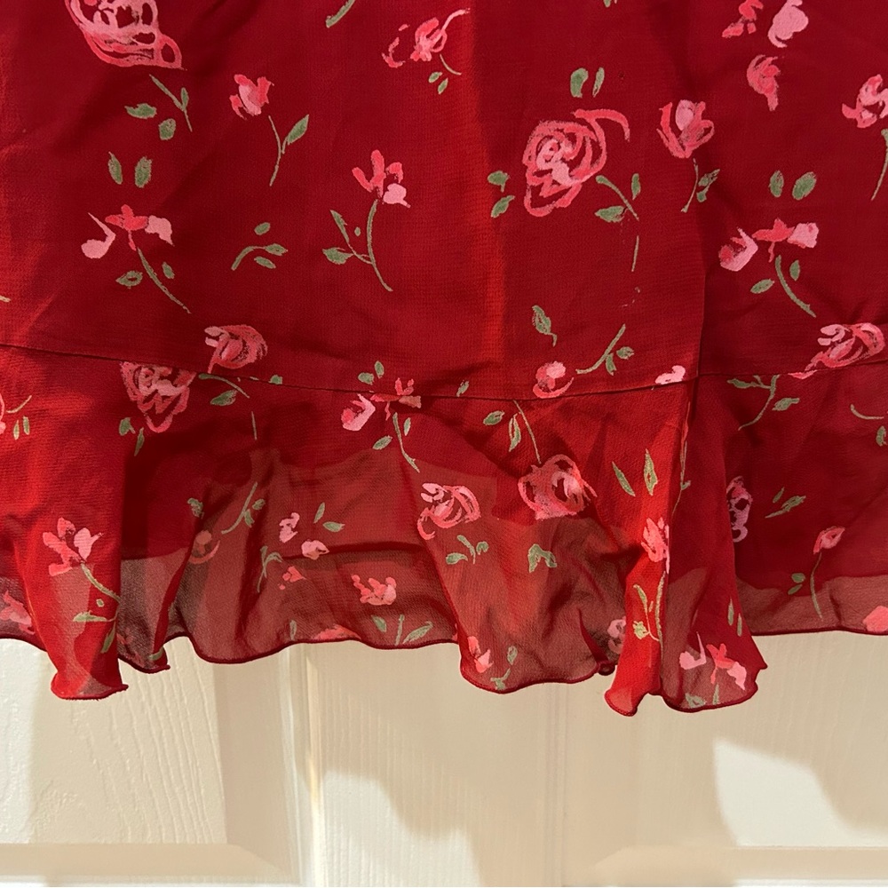 American Eagle Outfitters Red Floral Romantic Dress Size 0 - Picture 8 of 9